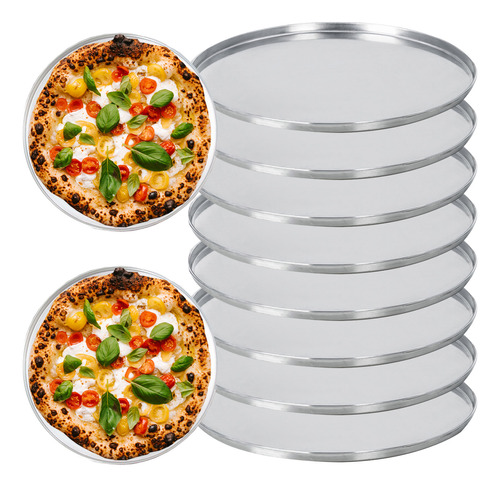 10 Travessas para Pizza 35cm Alumínio com Borda Reforçada