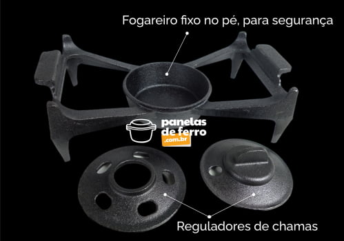 Kit Chapa de ferro com Fogareiro Rechaud Liso com 2 Malgas de 320ml