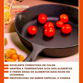 Kit 3 Frigideira Ferro Fundido Cabo Ferro Gourmet 20, 26 e 28 cm