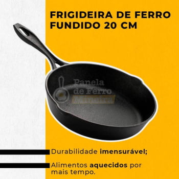 Frigideira de Ferro Fundido Cabo de Ferro 20 cm - Santana - Frigideira pequena para restaurante