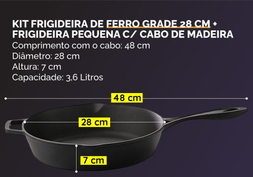 Kit Frigideira Grande 28cm + Frigideira de Ovo Egg Pan 14 cm Santana