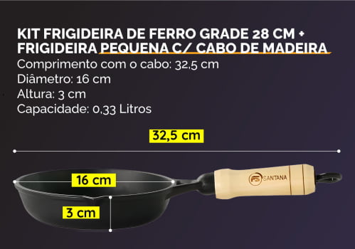 Kit Frigideira Grande 28cm + Frigideira de Ovo Egg Pan 14 cm Santana
