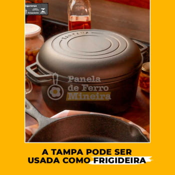 Panela de Ferro Panela Caçarola com Frigideira de ferro fundido DUO 24cm - Santana - Assar pão, Dutch Oven, Forno Holândes